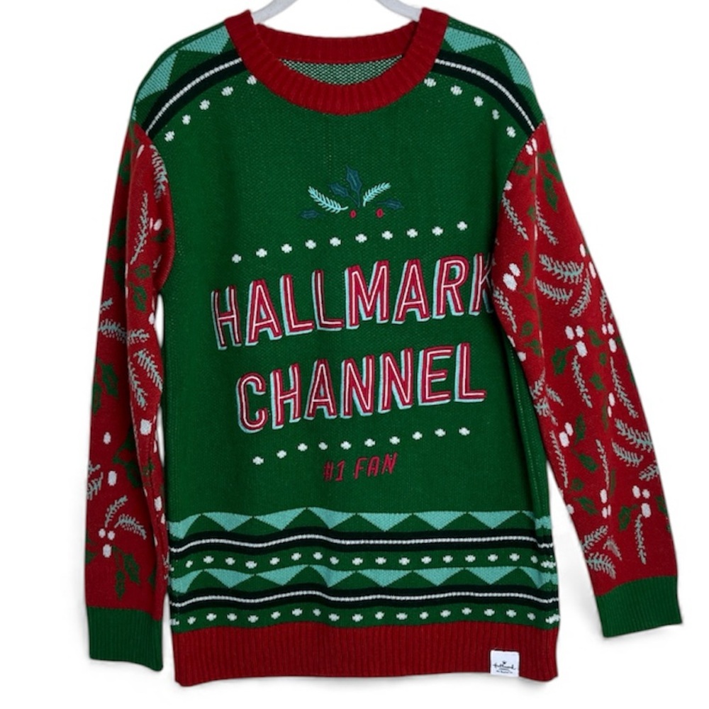 Festive Hallmark Channel #1 Fan Christmas Sweater Sz M